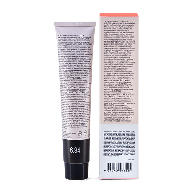 evo hue.verse 100ml permanent colour 6.84