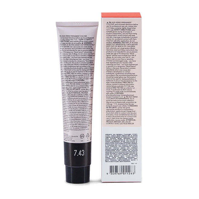 evo hue.verse 100ml permanent colour 7.43