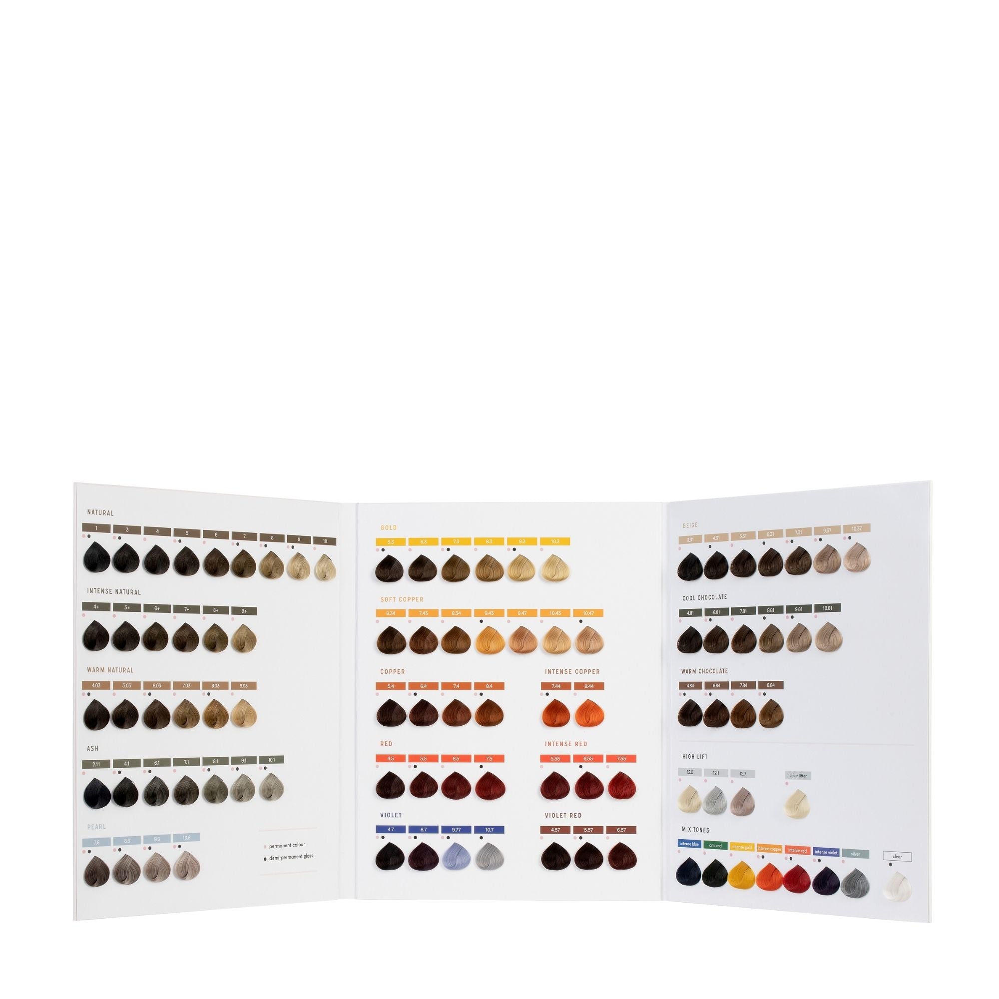 hue-verse permanent and demi-permanent colour chart