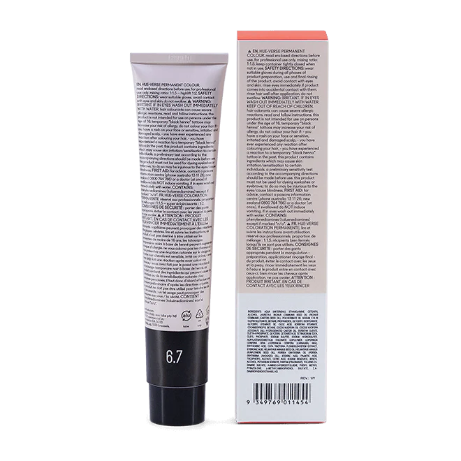 evo hue.verse 100ml permanent colour 6.7