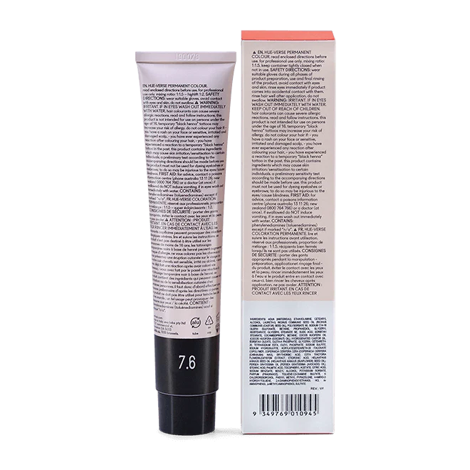 evo hue.verse 100ml permanent colour 7.6