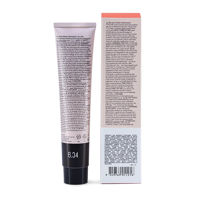 evo hue.verse 100ml permanent colour 6.34