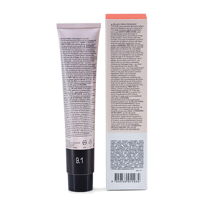 evo hue.verse 100ml permanent colour 9.1